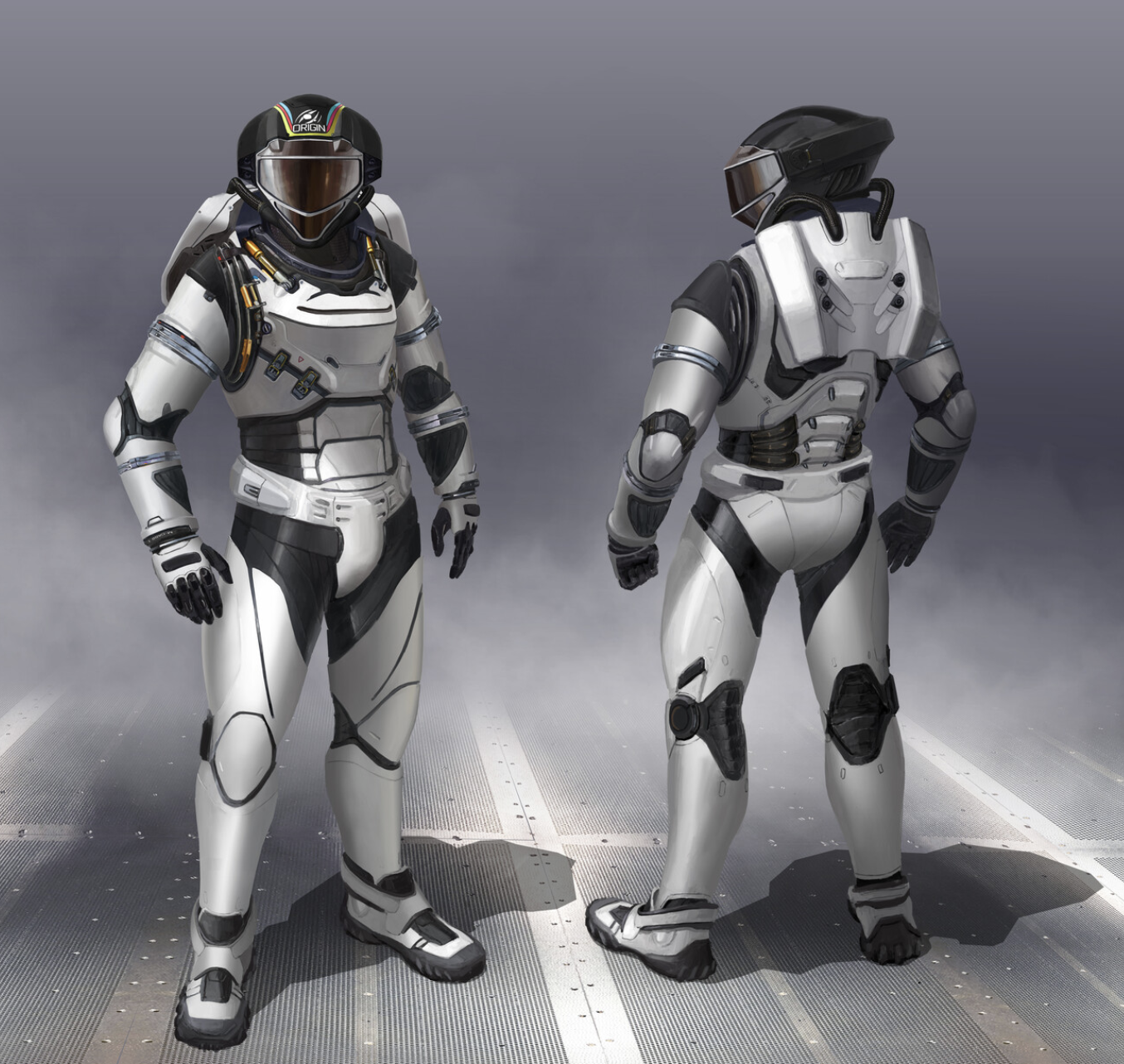Kirill Nadtochiy concept artwork showing a futuristic white spacesuit design