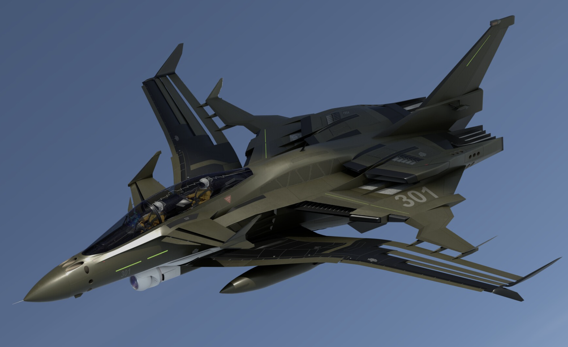 Kirill Nadtochiy concept artwork showing a futuristic aircraft